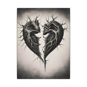 Split Black Heart Canvas Print 9x12"