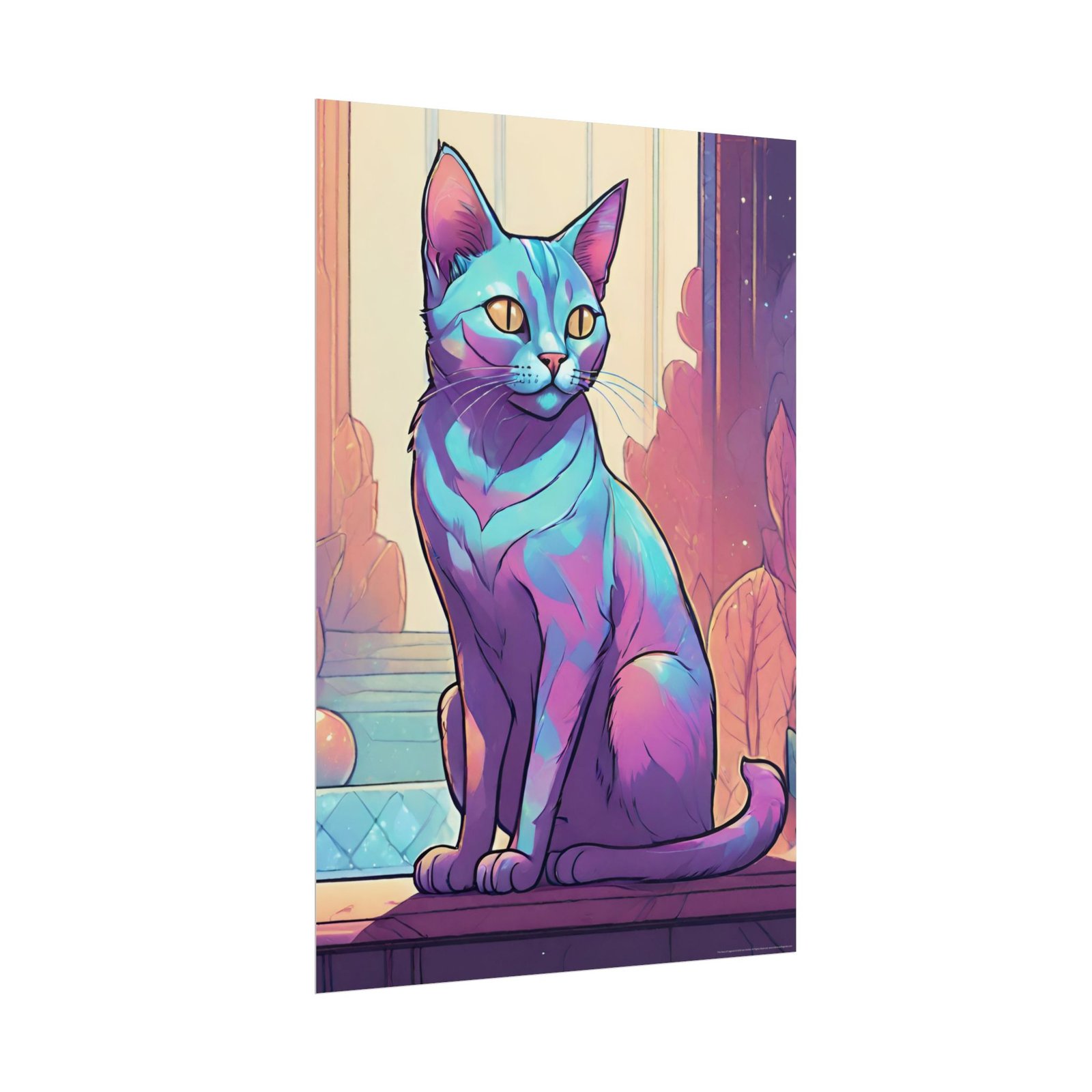 IS_1292 Iridescent Cat Rolled Poster - Image 2