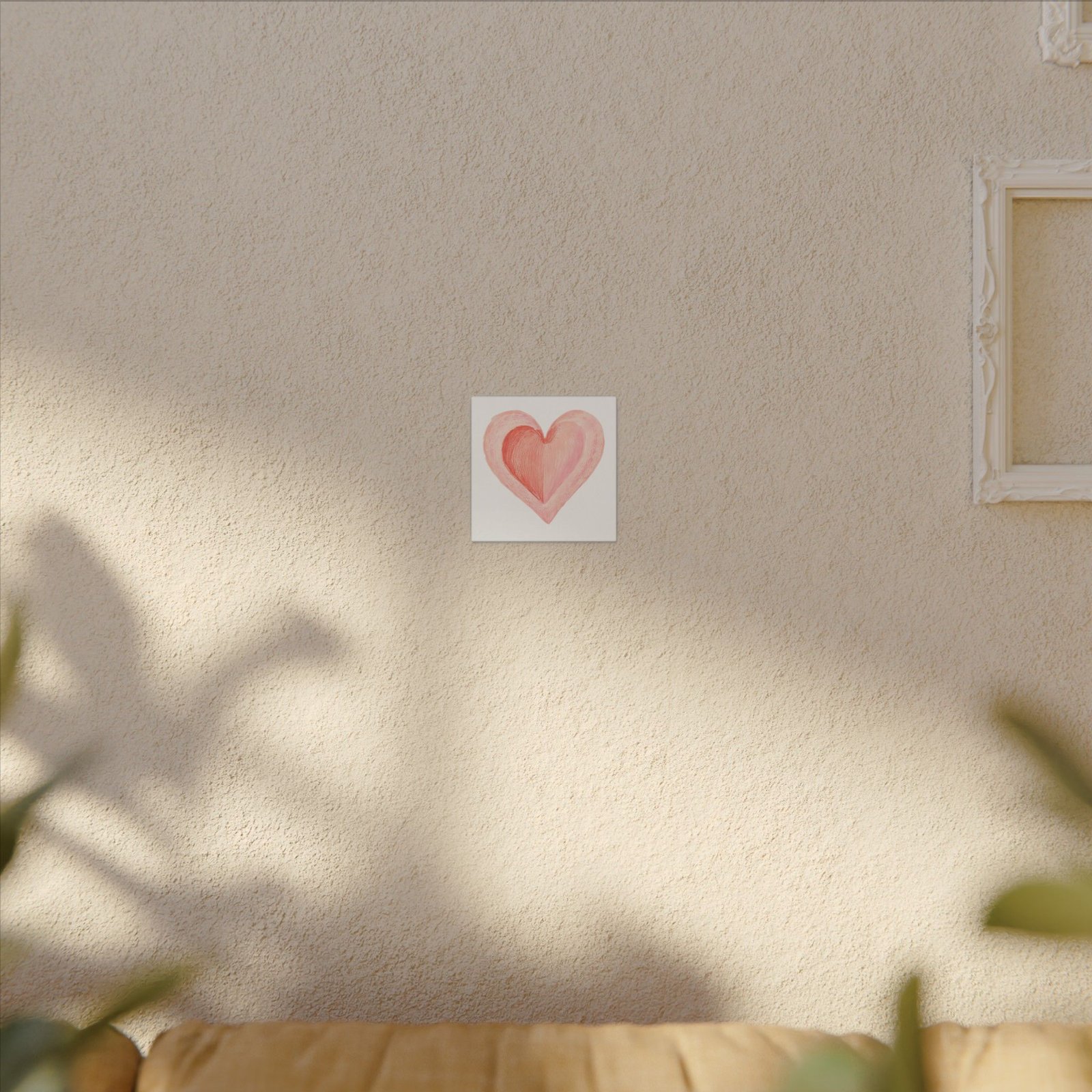 Romantic Pink Watercolor Heart Matte Canvas Wall Art - Image 3