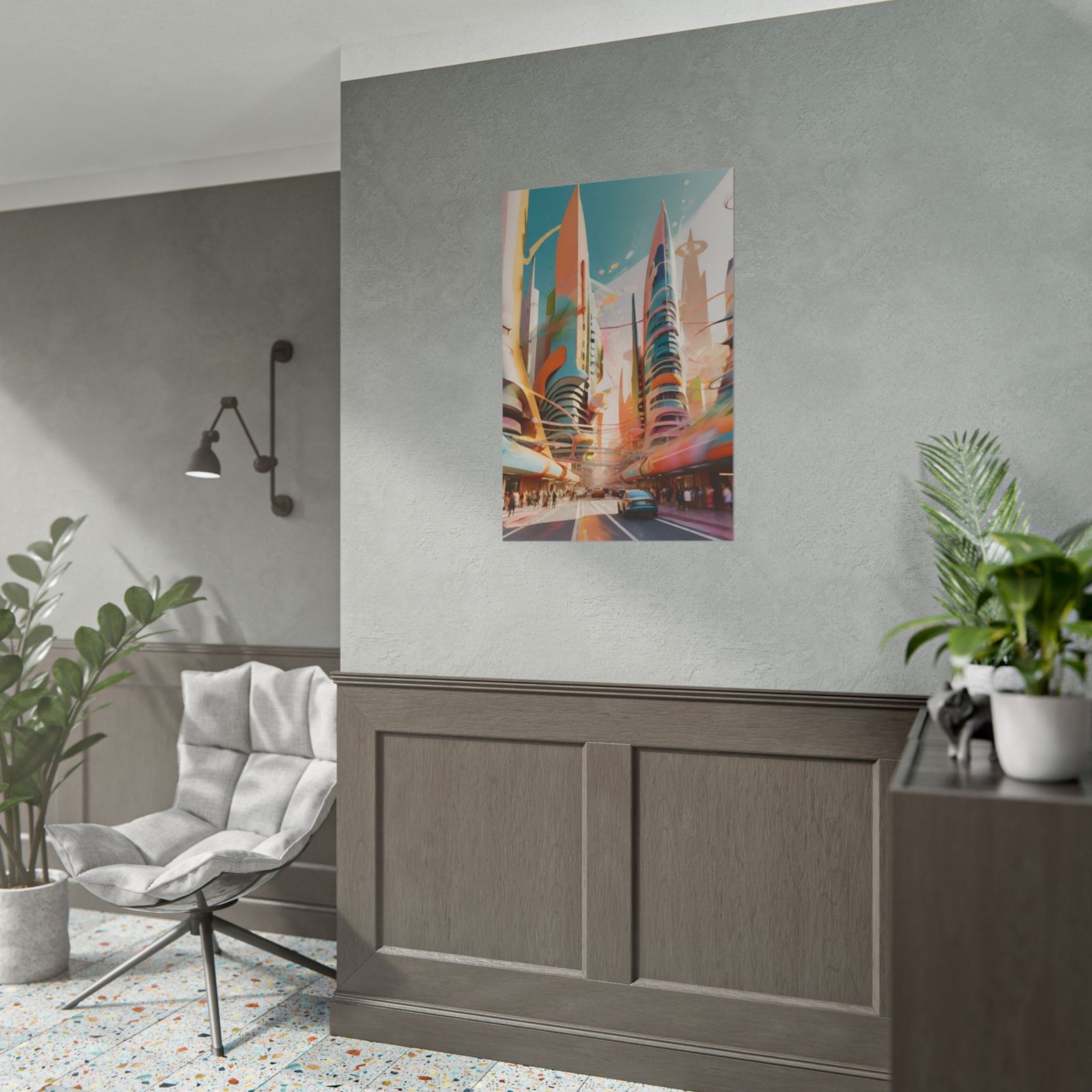 IS_118 Futuristic Cityscape Rolled Poster - Vibrant Urban Art for Home Décor - Image 5