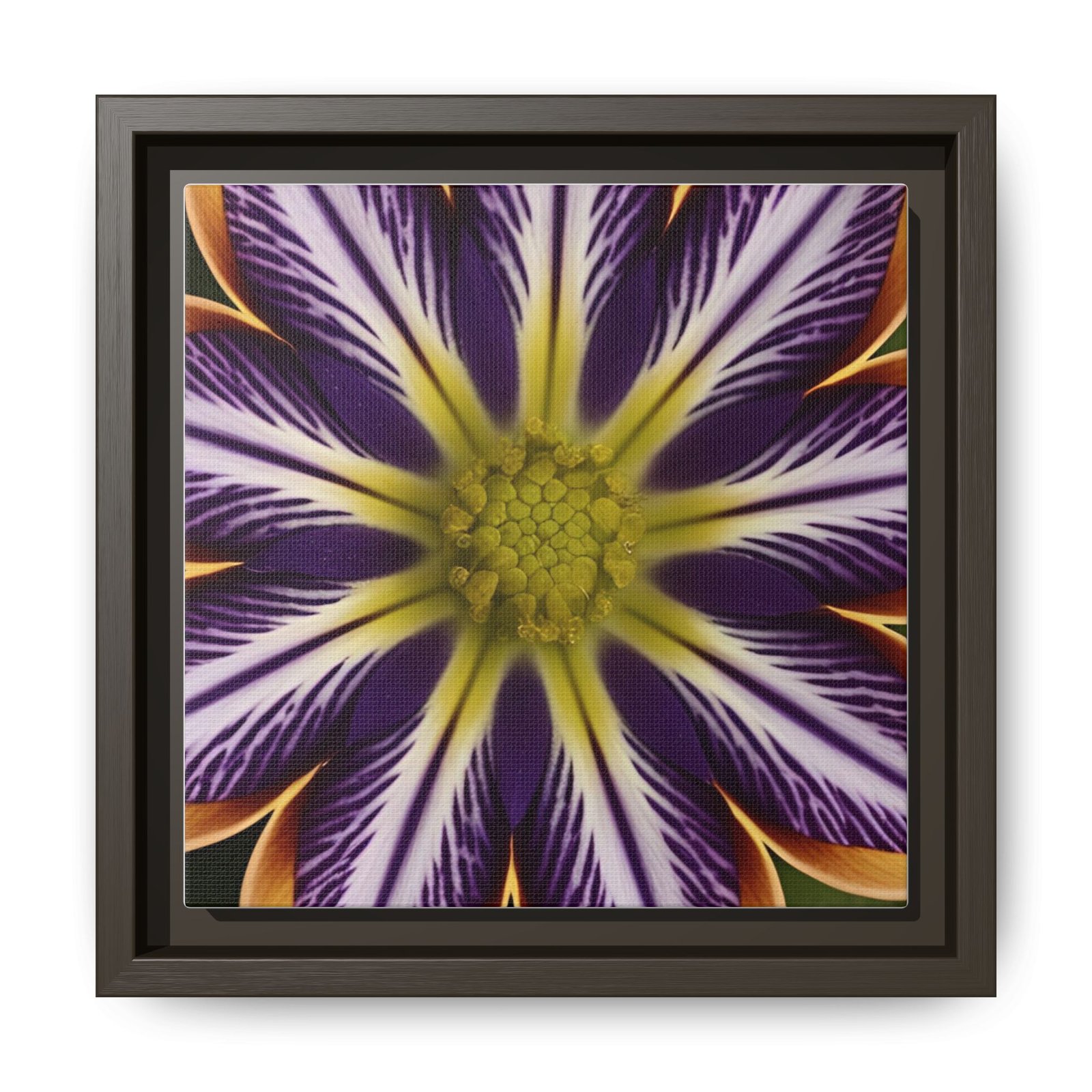IS_4855 Framed Floral Burst Matte Canvas Print — Purple & Yellow Starburst Wall Art - Image 7