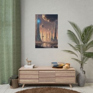 IS_0258 Sci-Fi Futuristic Rolled Poster - Cosmic Cityscape Art Print for Home Decor