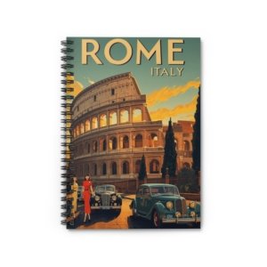 IS_6920 Rome Italy Vintage Travel Spiral Notebook — Colosseum Retro Journal