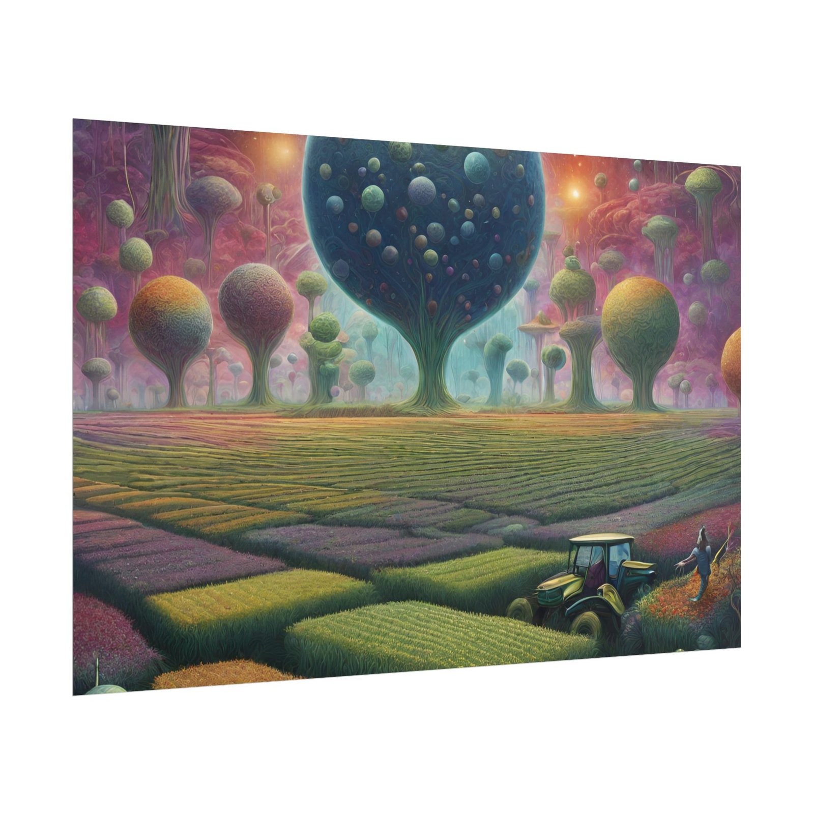 Abstract Farming Paradise Rolled Poster - Vibrant Nature Art for Home Décor - Image 4