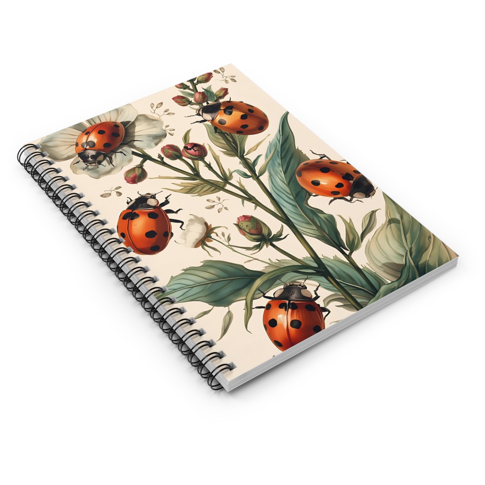 IS_6221 Ladybug Floral Spiral Notebook - Image 3