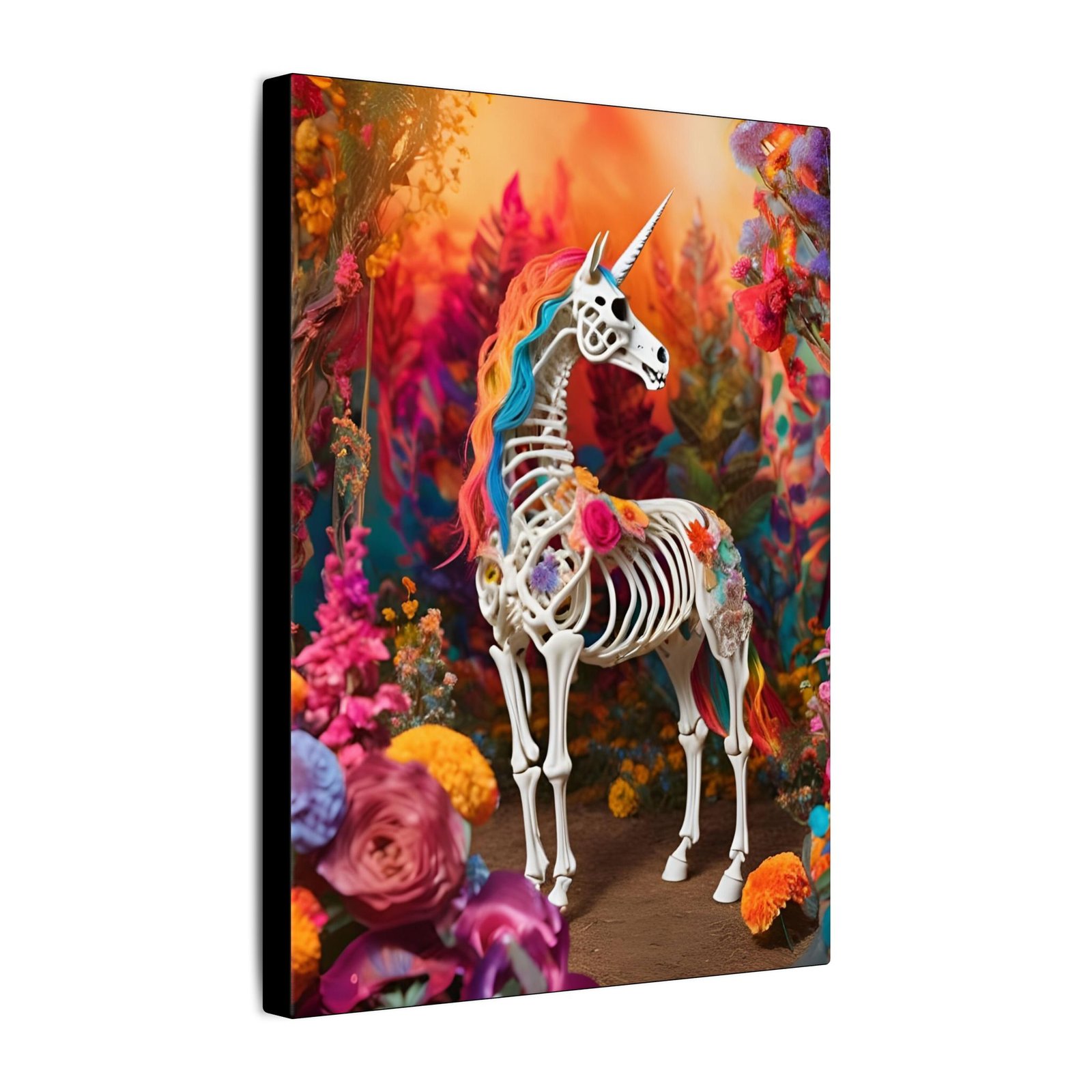 Colorful Unicorn Skeleton Canvas 9x12" - Image 2