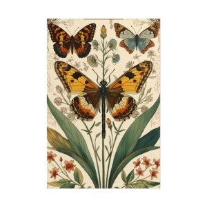 IS_6211 Botanical Butterfly Vintage Natural Rolled Poster