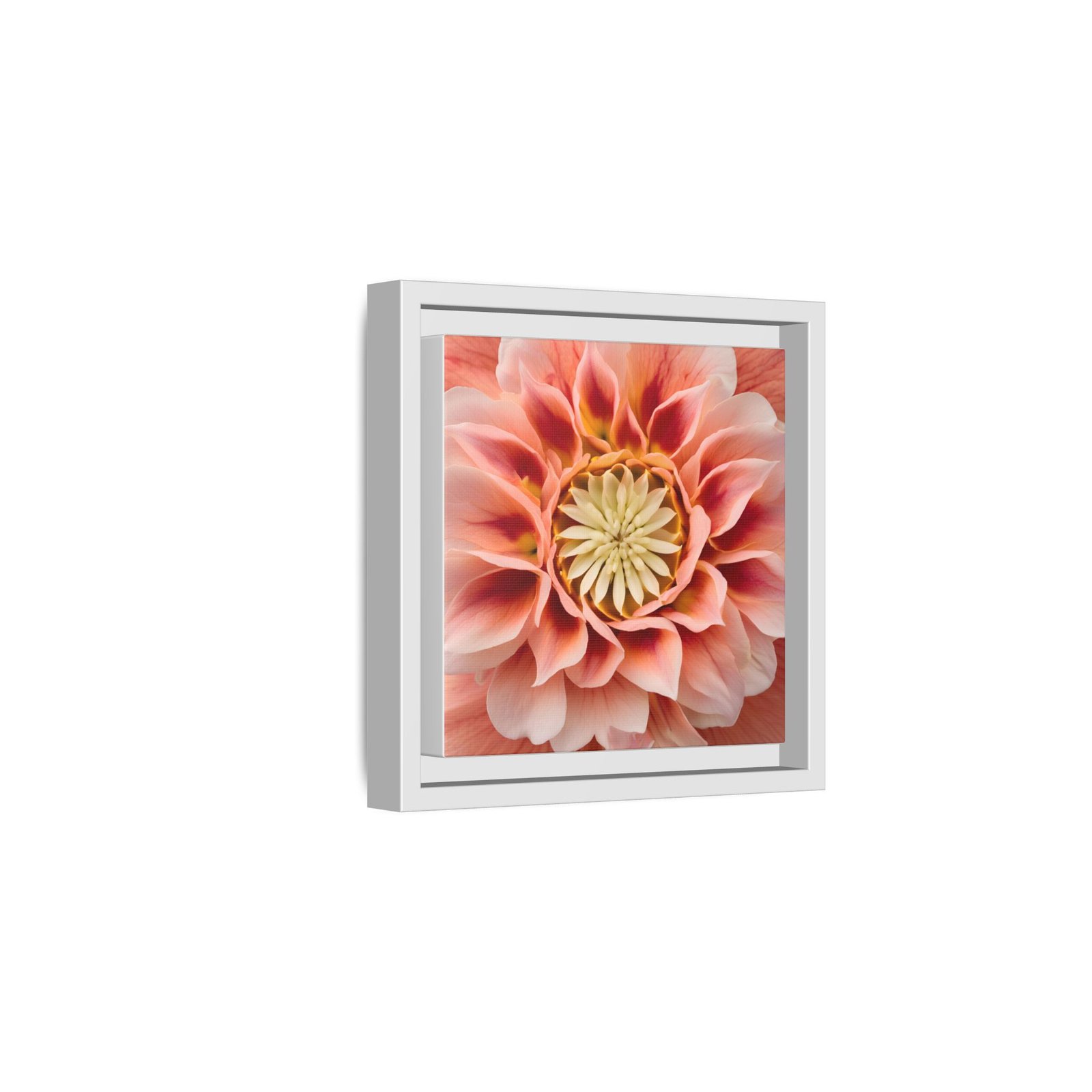 IS_4870 Framed Peach Dahlia Floral Wall Art — Matte Canvas Square - Image 2