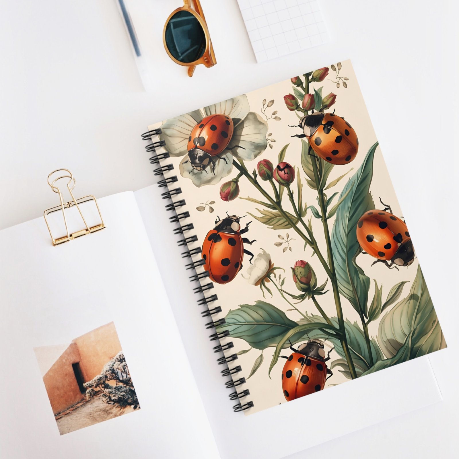 IS_6221 Ladybug Floral Spiral Notebook - Image 5