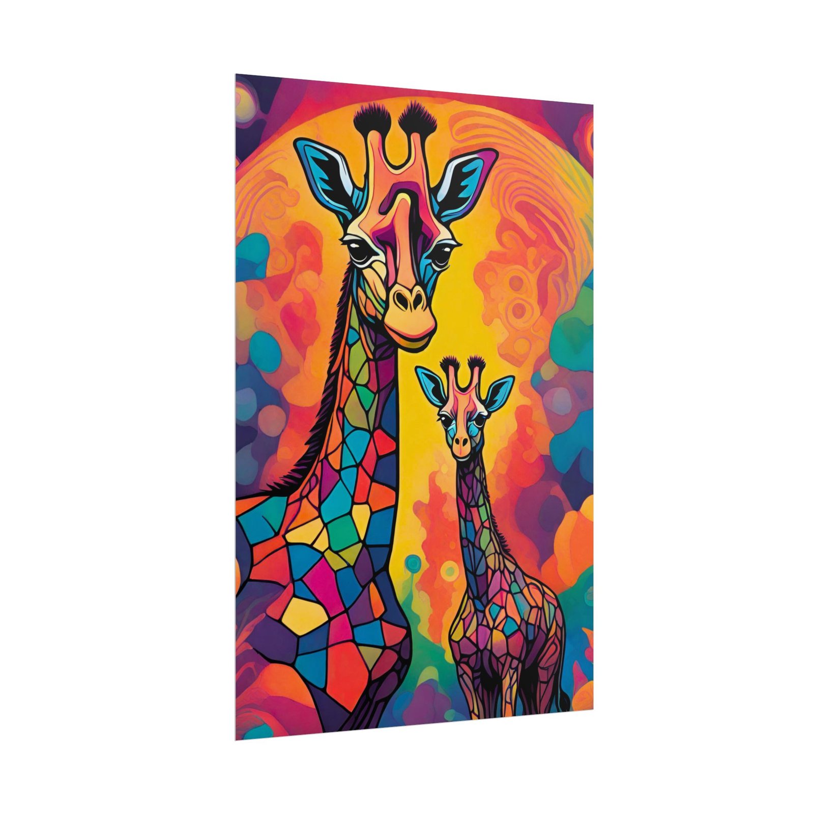 2 Majestic Mosaic Patterned Giraffes Rolled Poster - Image 2