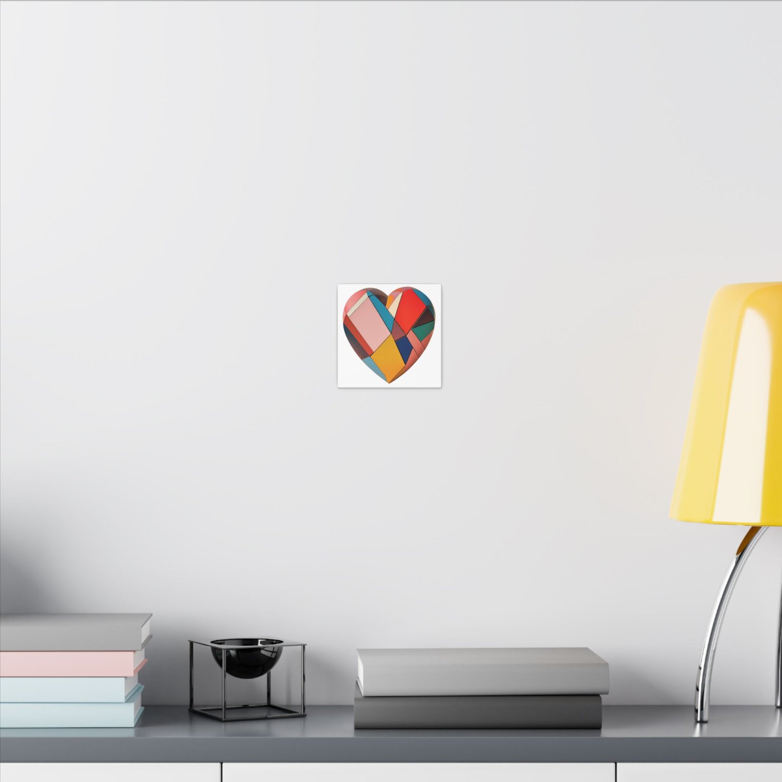 IS_4215 Abstract Colorblock Heart Matte Canvas Wall Art - Image 4