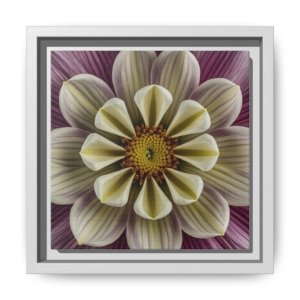 IS_4859 Framed Floral Canvas Wall Art — Symmetrical Dahlia Print