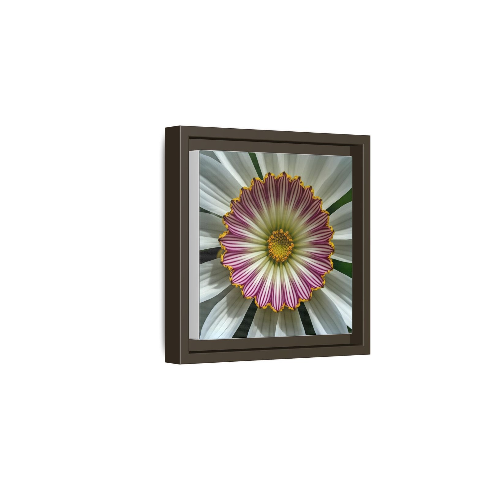 IS_4858 Framed Floral Mandala Canvas — Pink & White Daisy Wall Art - Image 5