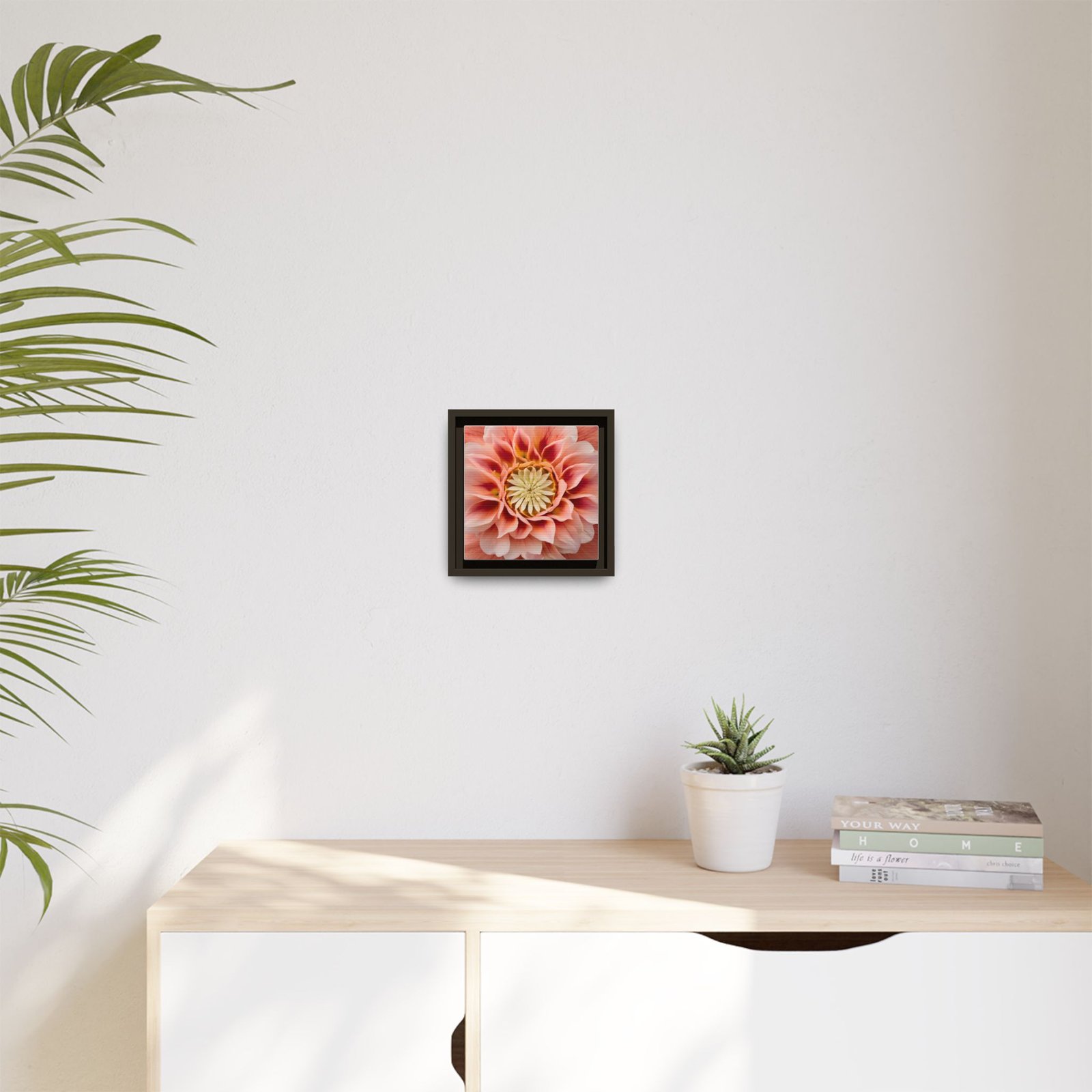 IS_4870 Framed Peach Dahlia Floral Wall Art — Matte Canvas Square - Image 9