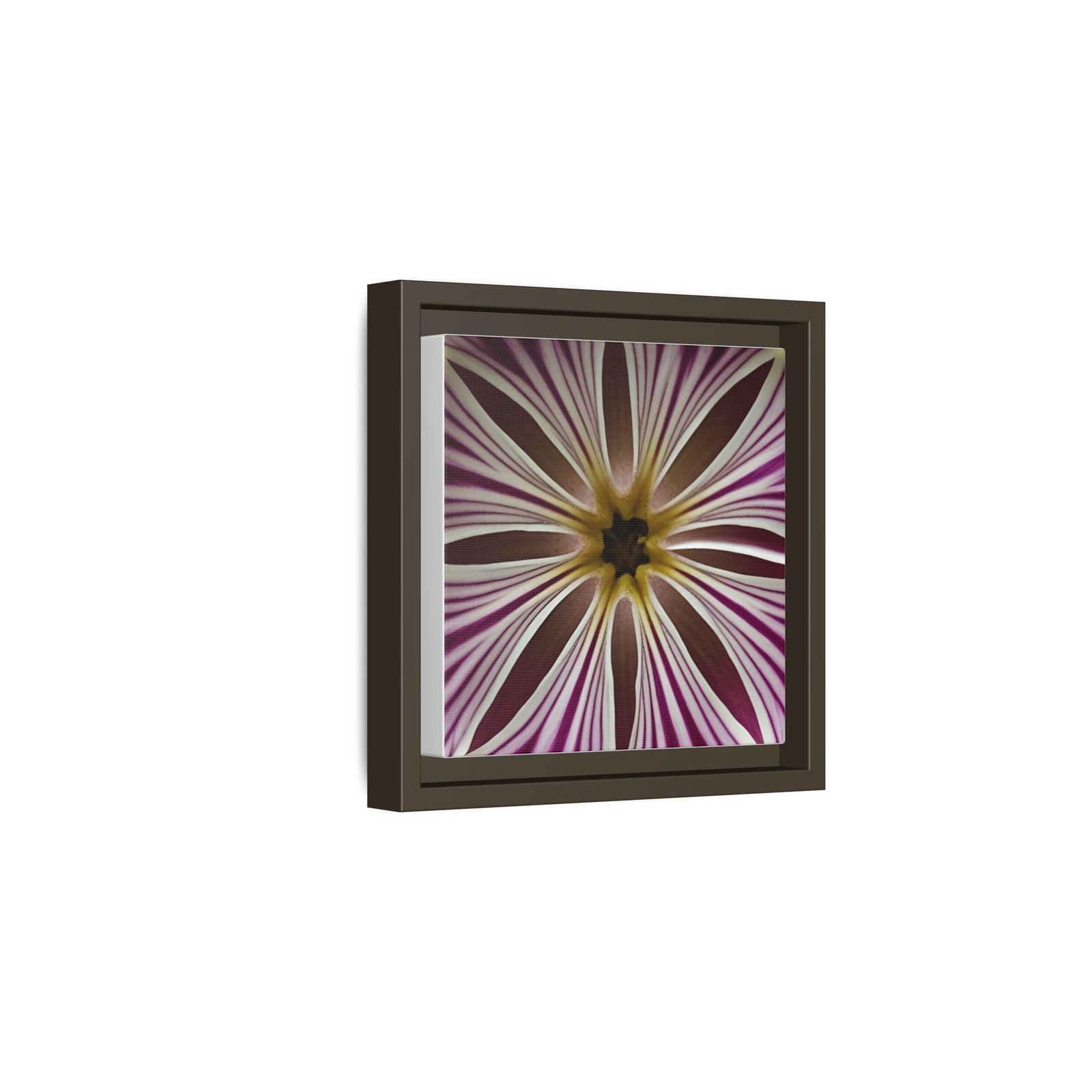 IS_4854 Framed Floral Burst Matte Canvas — Pink & White Striped Flower Wall Art - Image 5