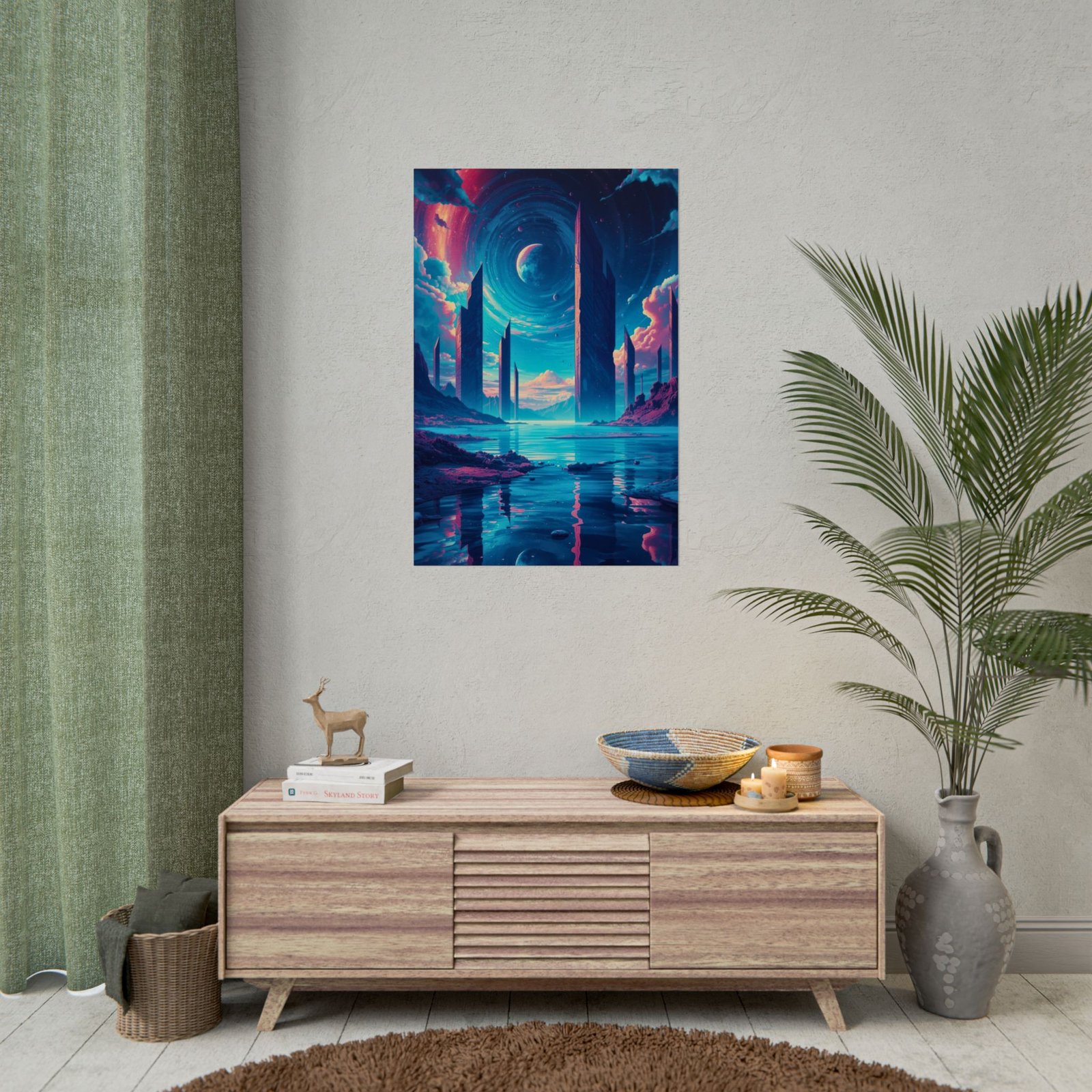 IS_6645 Neon Sci‑Fi Landscape Rolled Poster - Image 4
