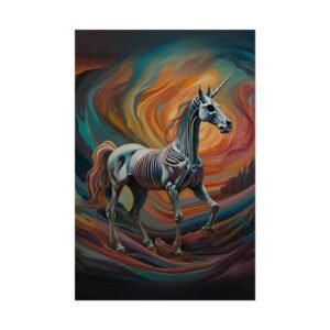 Surreal Unicorn Skeleton Fantasy Poster