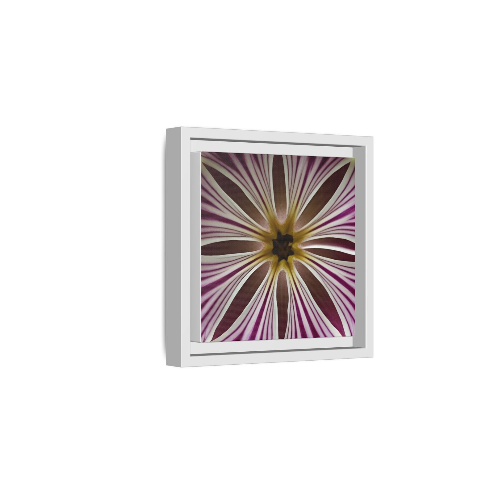 IS_4854 Framed Floral Burst Matte Canvas — Pink & White Striped Flower Wall Art - Image 8