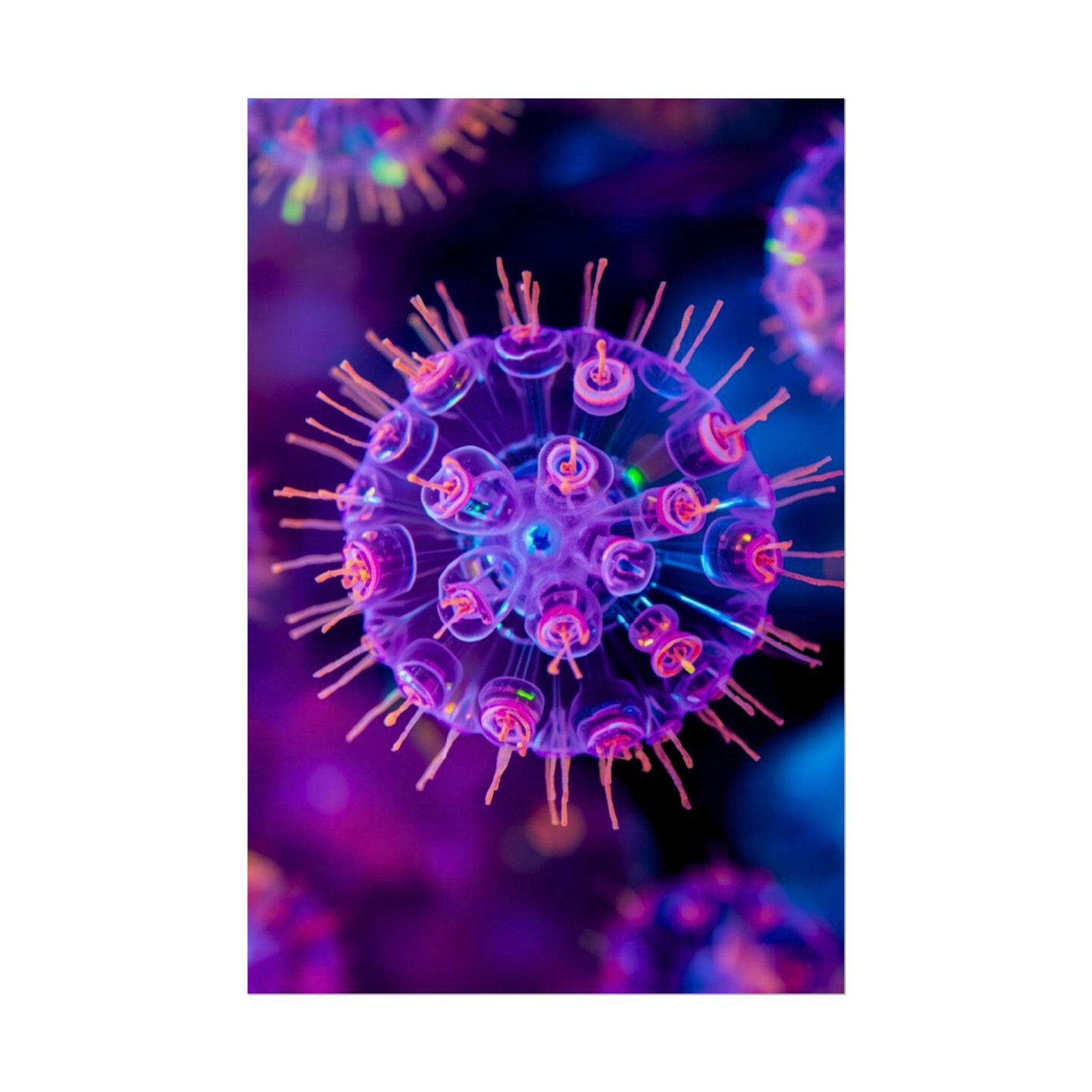 IS_6619 Psychadelic Virus Rolled Poster — Neon Microbe Scientific Wall Print