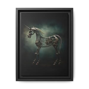 Gothic Mechanical Unicorn Canvas  FRAMED 9x12"