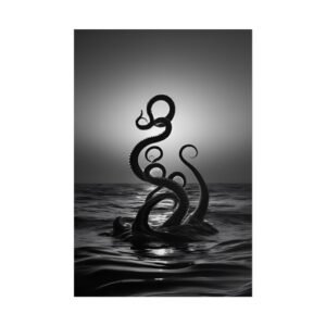 Mystical Black and White Octopus Rolled Poster
