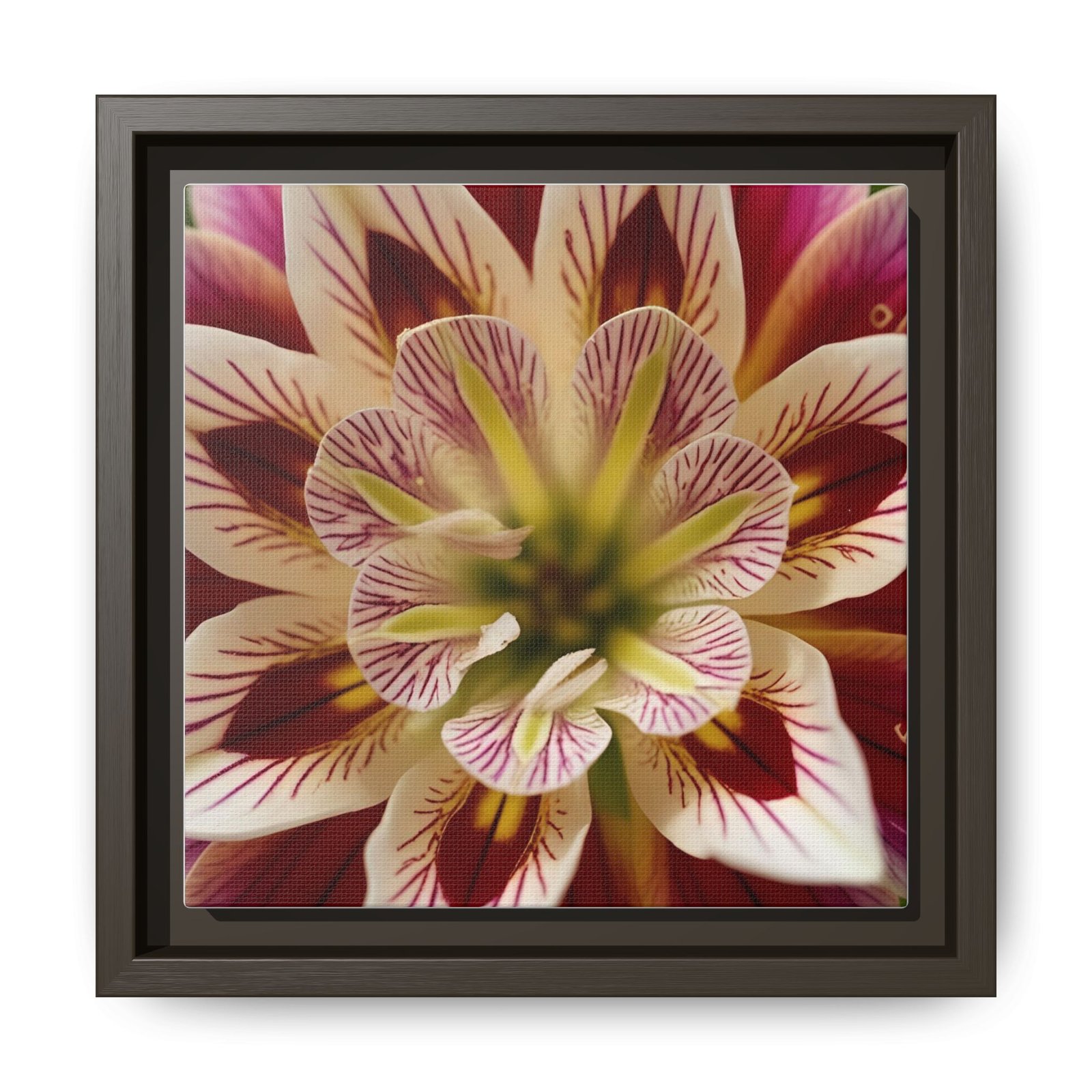 IS_4848 Framed Floral Canvas Wall Art — Multicolor Dahlia Close-Up - Image 4