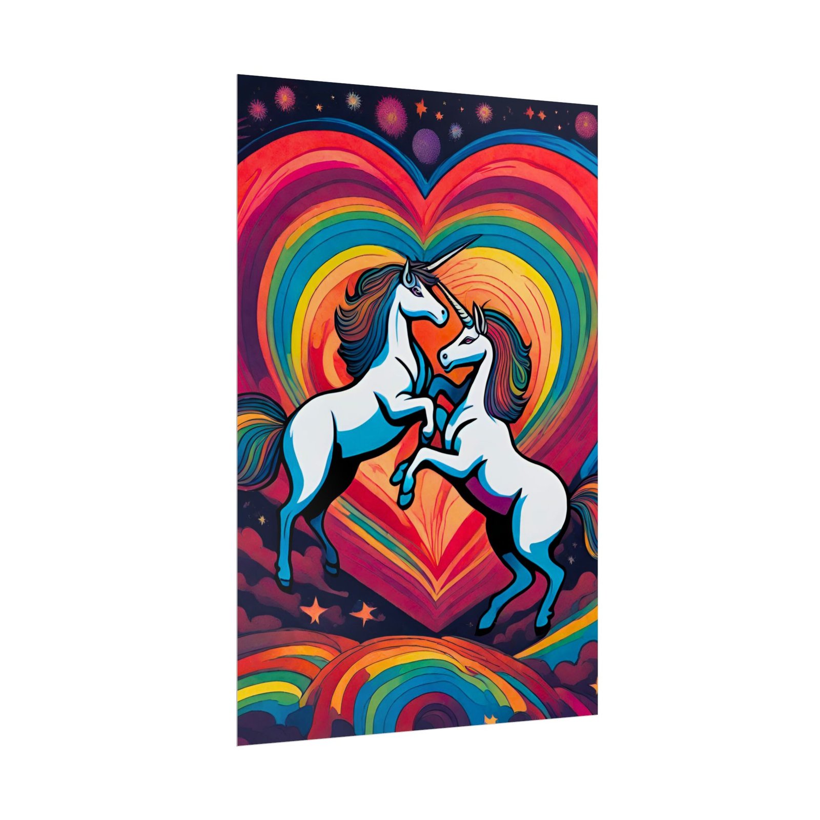 IS_6556 Psychadelic Unicorn Heart Rolled Poster - Rainbow Fantasy Art Print - Image 3