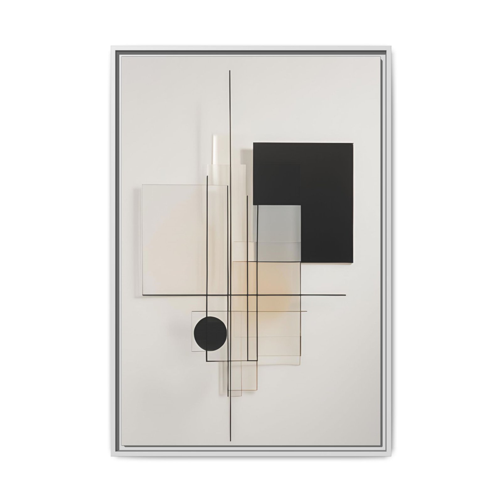 Suprematism Minimal Neutral Abstract Geometric Canvas Framed 24x36" - Image 5