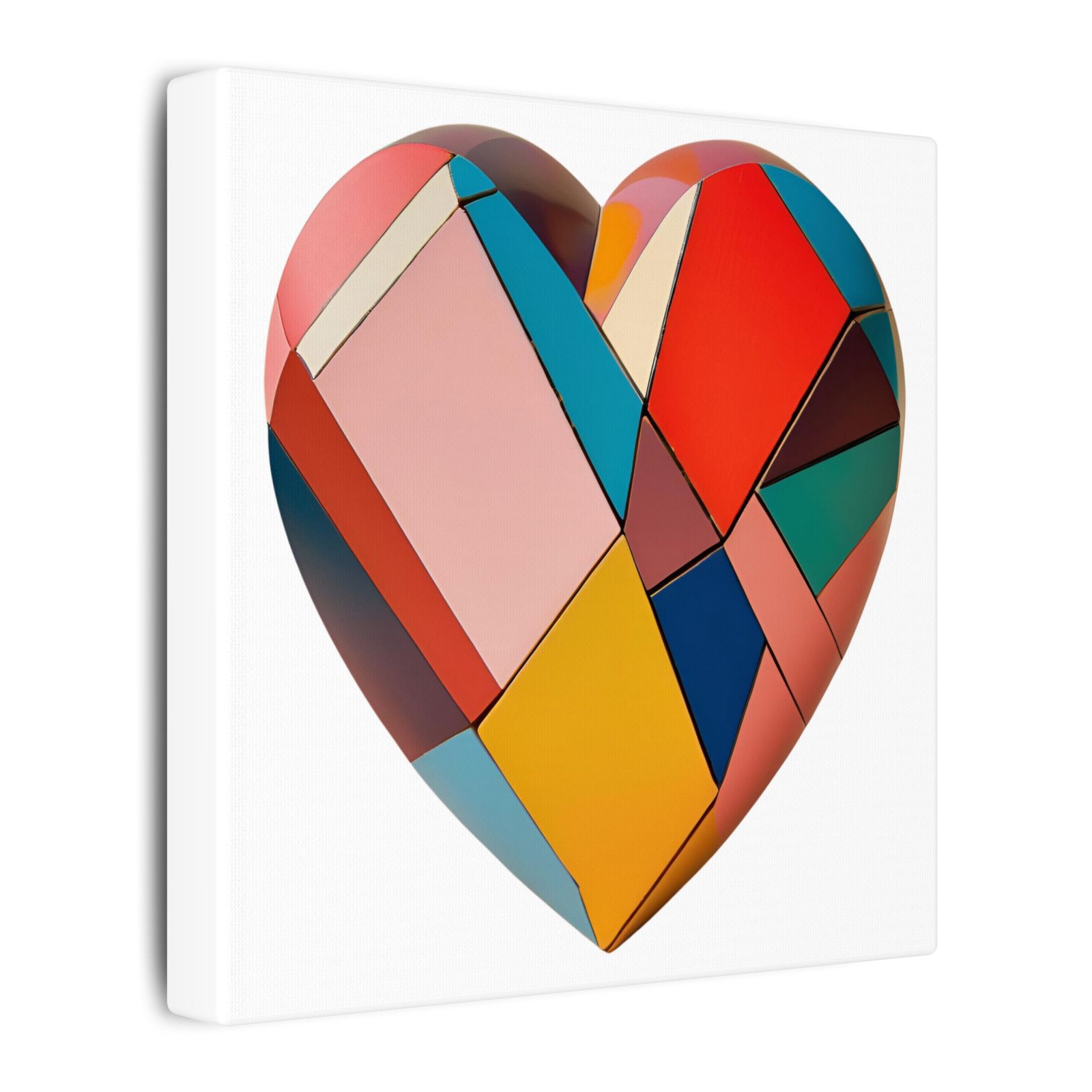 IS_4215 Abstract Colorblock Heart Matte Canvas Wall Art - Image 2