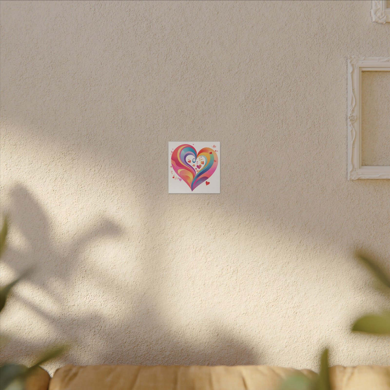 IS_4226 Colorful Heart Canvas Wall Art — Vibrant Rainbow Heart Matte Stretched Canvas - Image 3