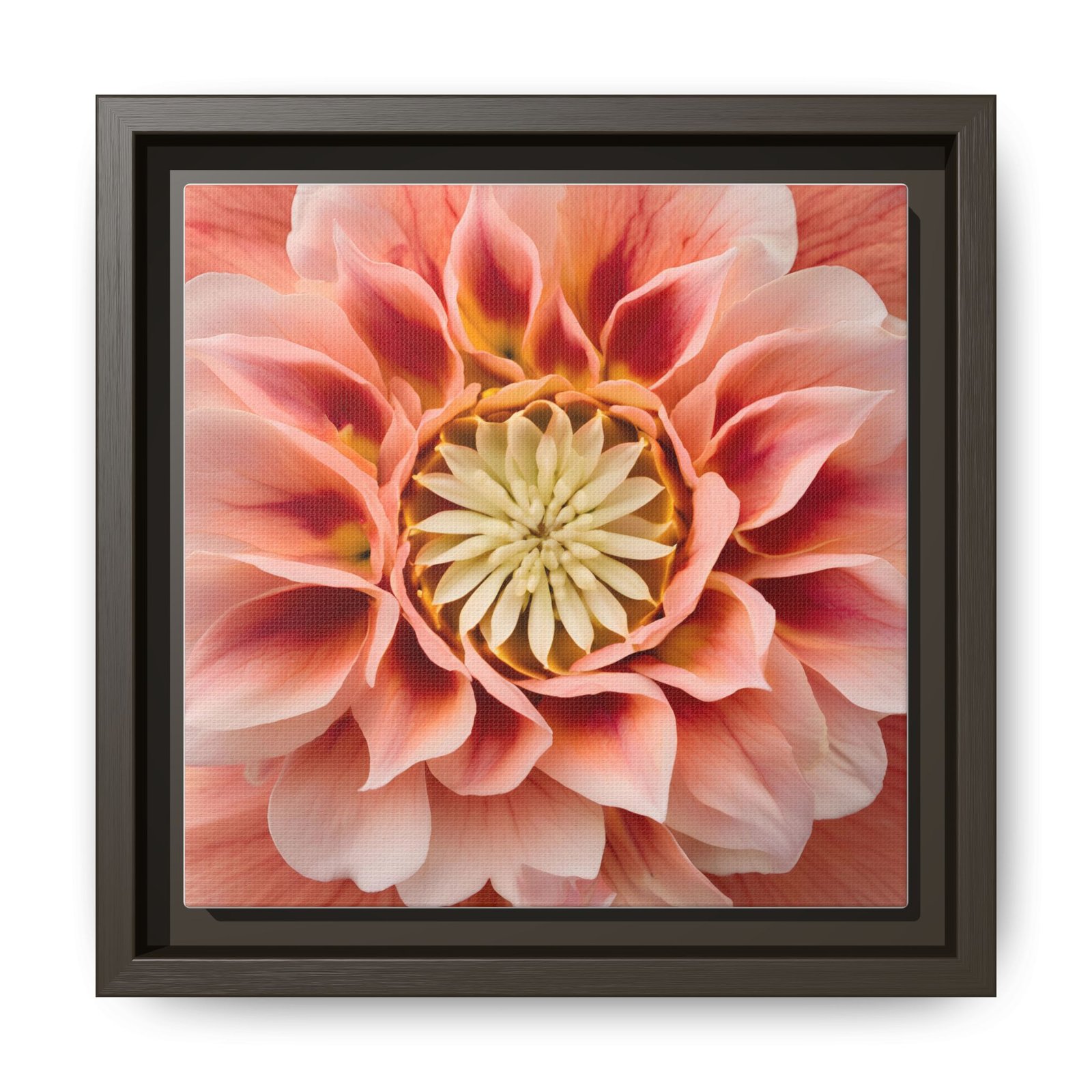 IS_4870 Framed Peach Dahlia Floral Wall Art — Matte Canvas Square - Image 7