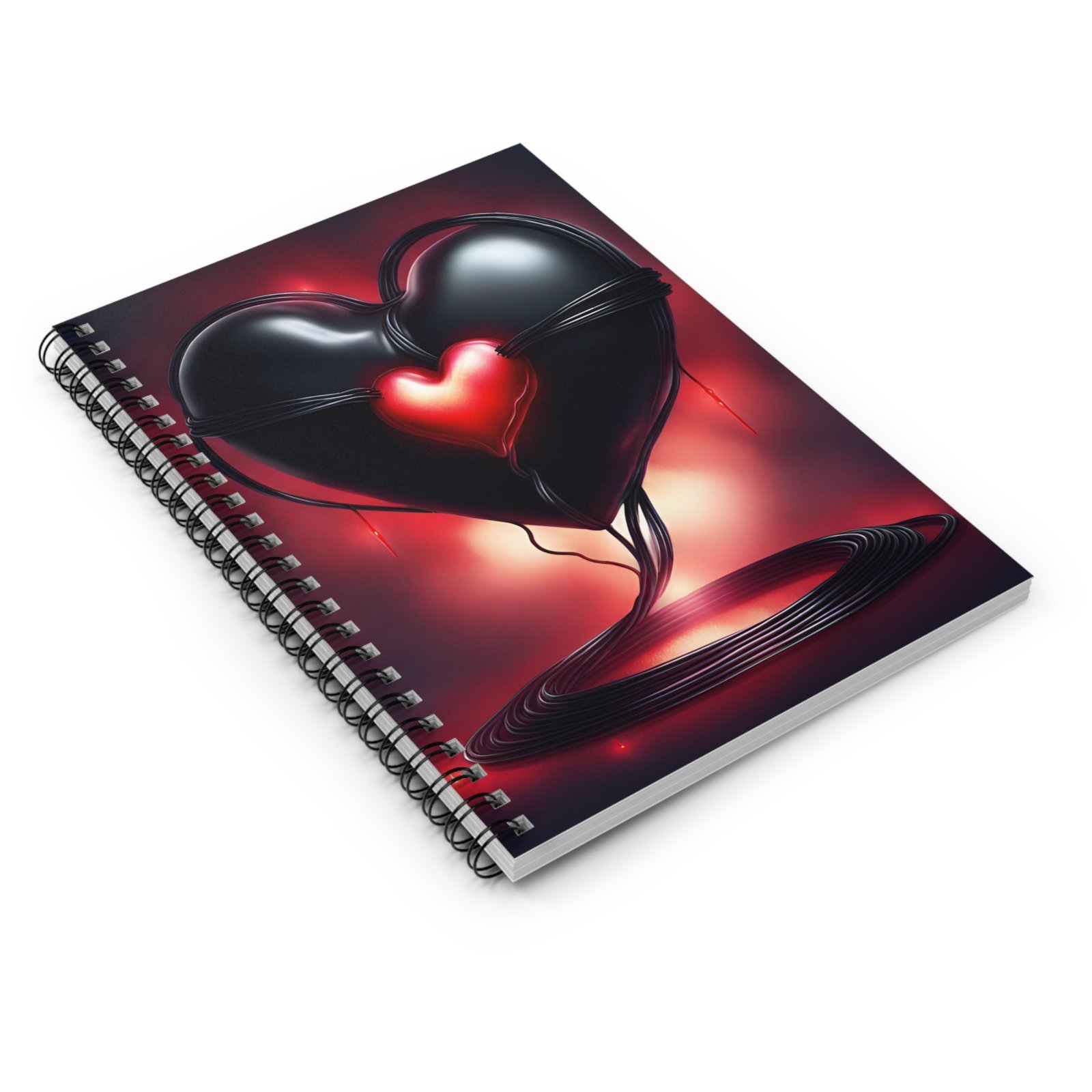 IS_1277 Gothic Black Heart Spiral Notebook - Image 3