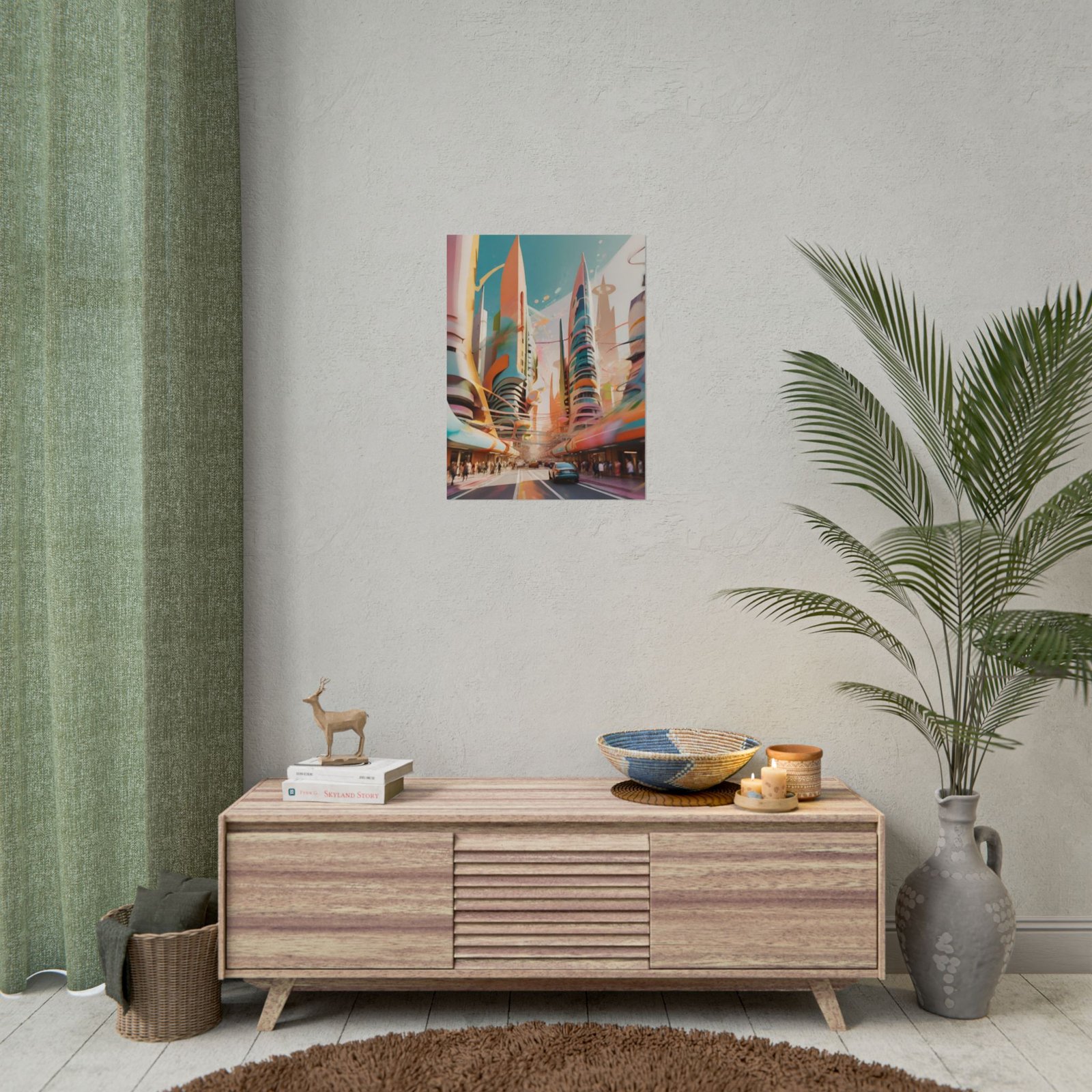 IS_118 Futuristic Cityscape Rolled Poster - Vibrant Urban Art for Home Décor - Image 6