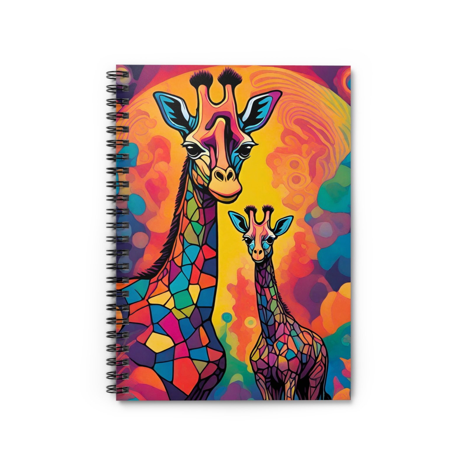 Vibrant Mosaic Giraffe Spiral Notebook - Image 2