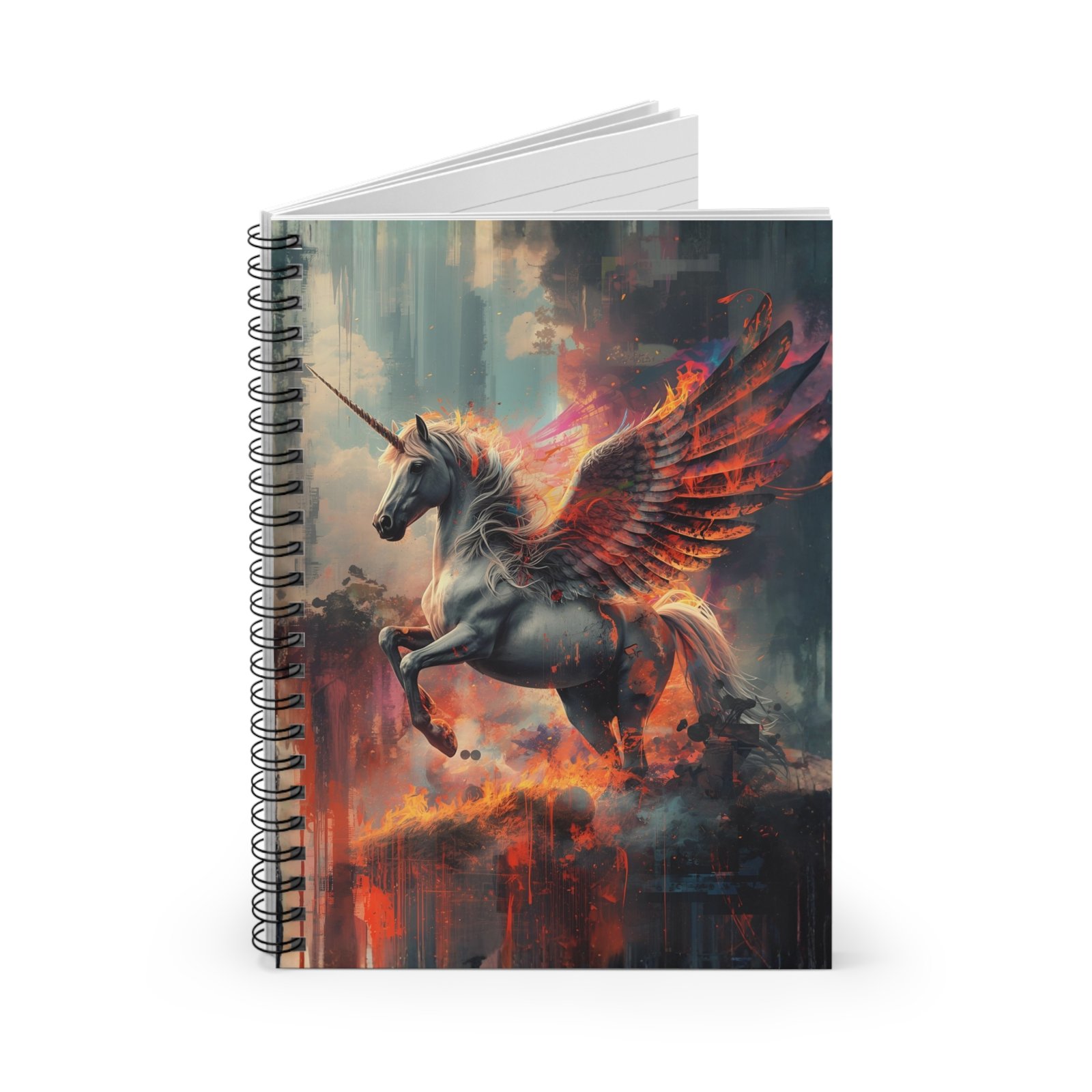 IS_6523 Fiery Unicorn Pegasus Spiral Notebook