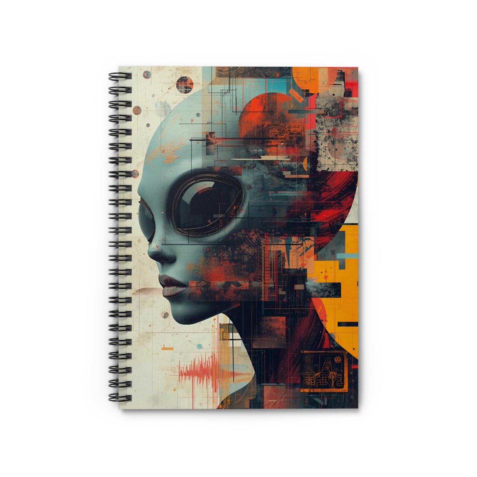 IS_6478 Alien Retro Futuristic Portrait Spiral Notebook - Image 2