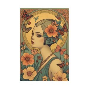Botanical Flowers Butterflies Portrait Rolled Poster,
