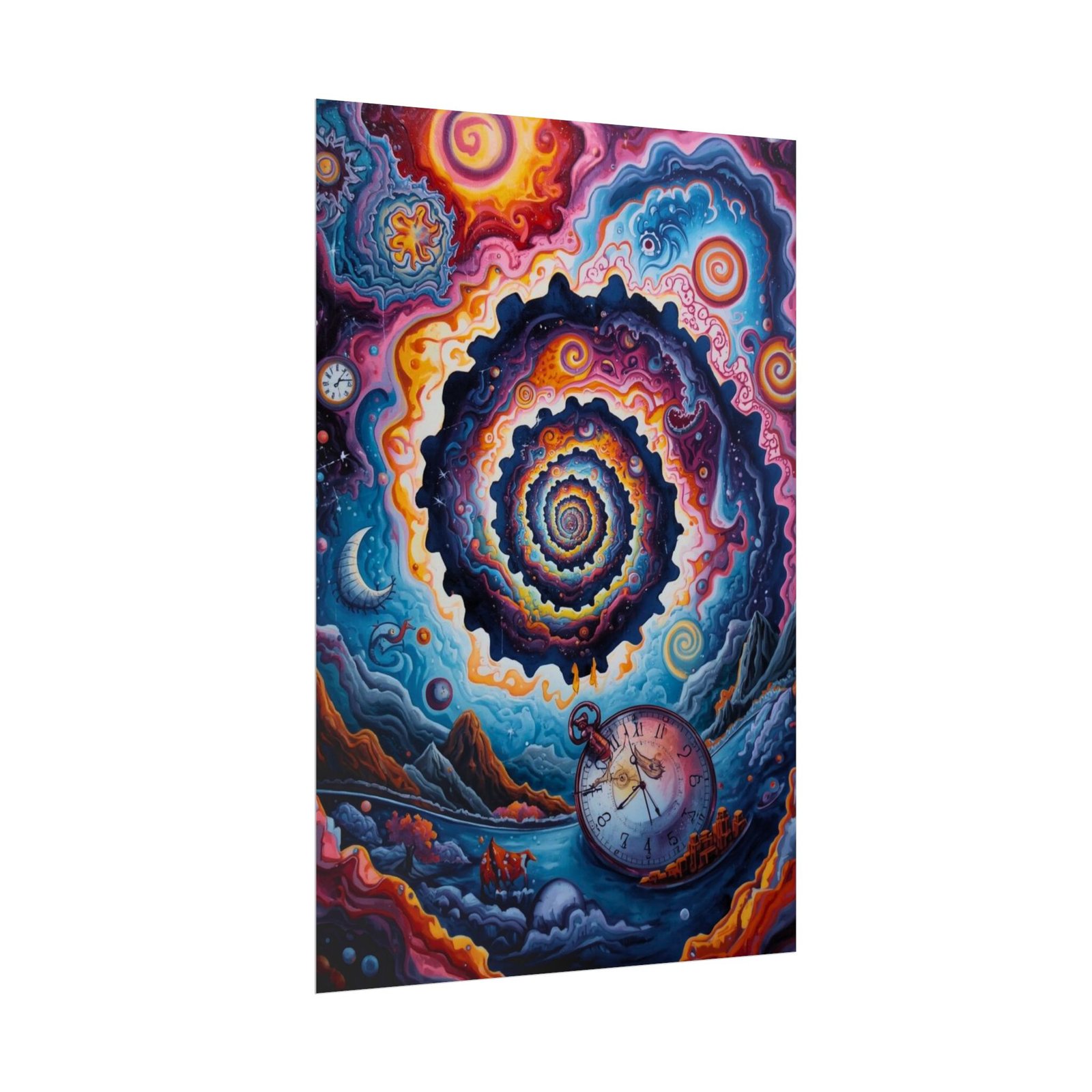 IS_6623 Psychedelic Spiral Rolled Poster — Surreal Cosmic Clock Art Print - Image 2