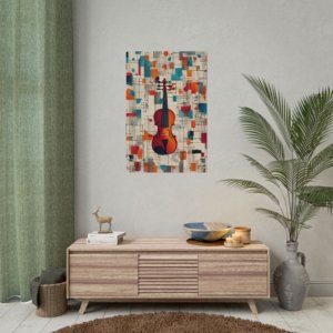 IS_3923 Abstract Violin Art Rolled Poster - Colorful Music-Inspired Wall Décor