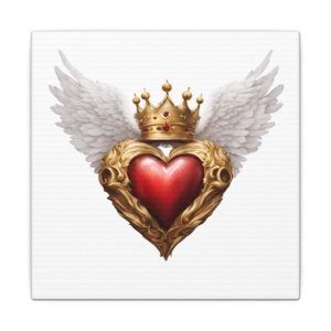 Winged Crown Heart Canvas — Matte Stretched Wall Art