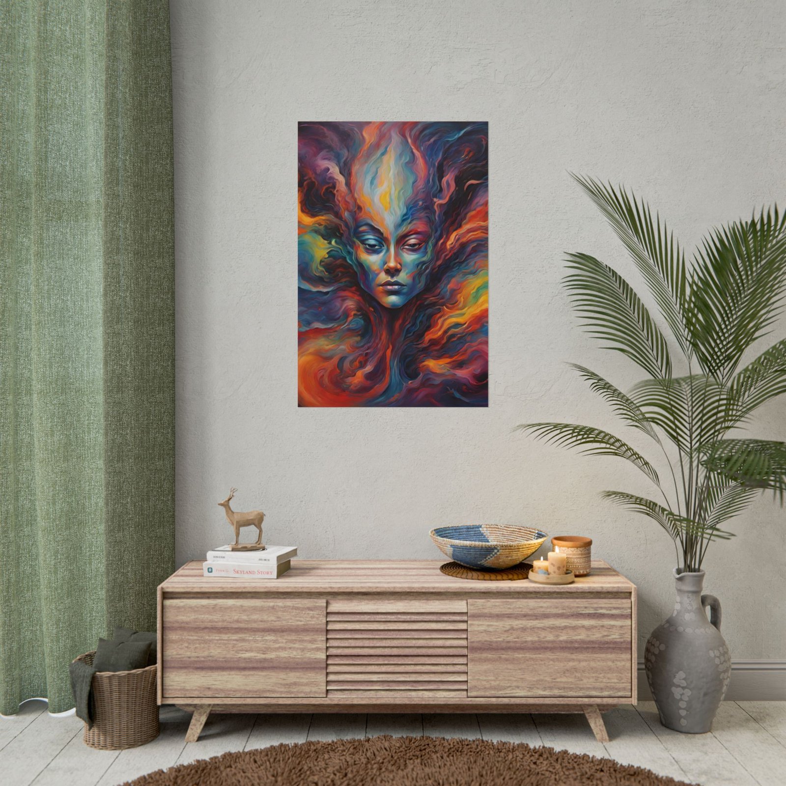 IS_0390 Surreal Abstract Psychedelic Face Rolled Poster - Image 4