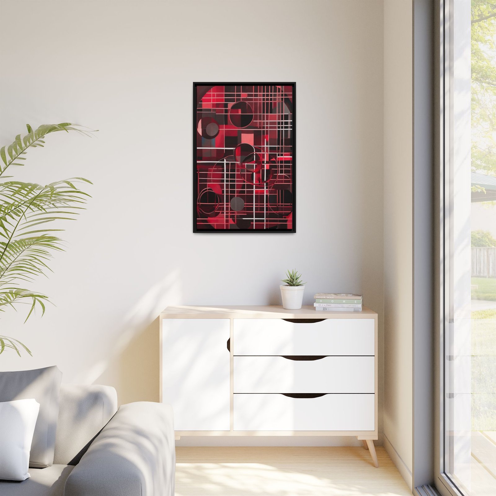 Suprematism Abstract Red Geometric Canvas FRAMED 24x36" - Image 3