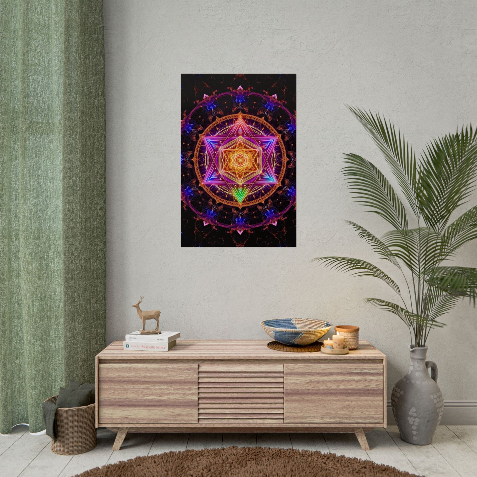 IS_6610 Sacred Geometry Rolled Poster — Neon Metatron Star Wall Art - Image 3