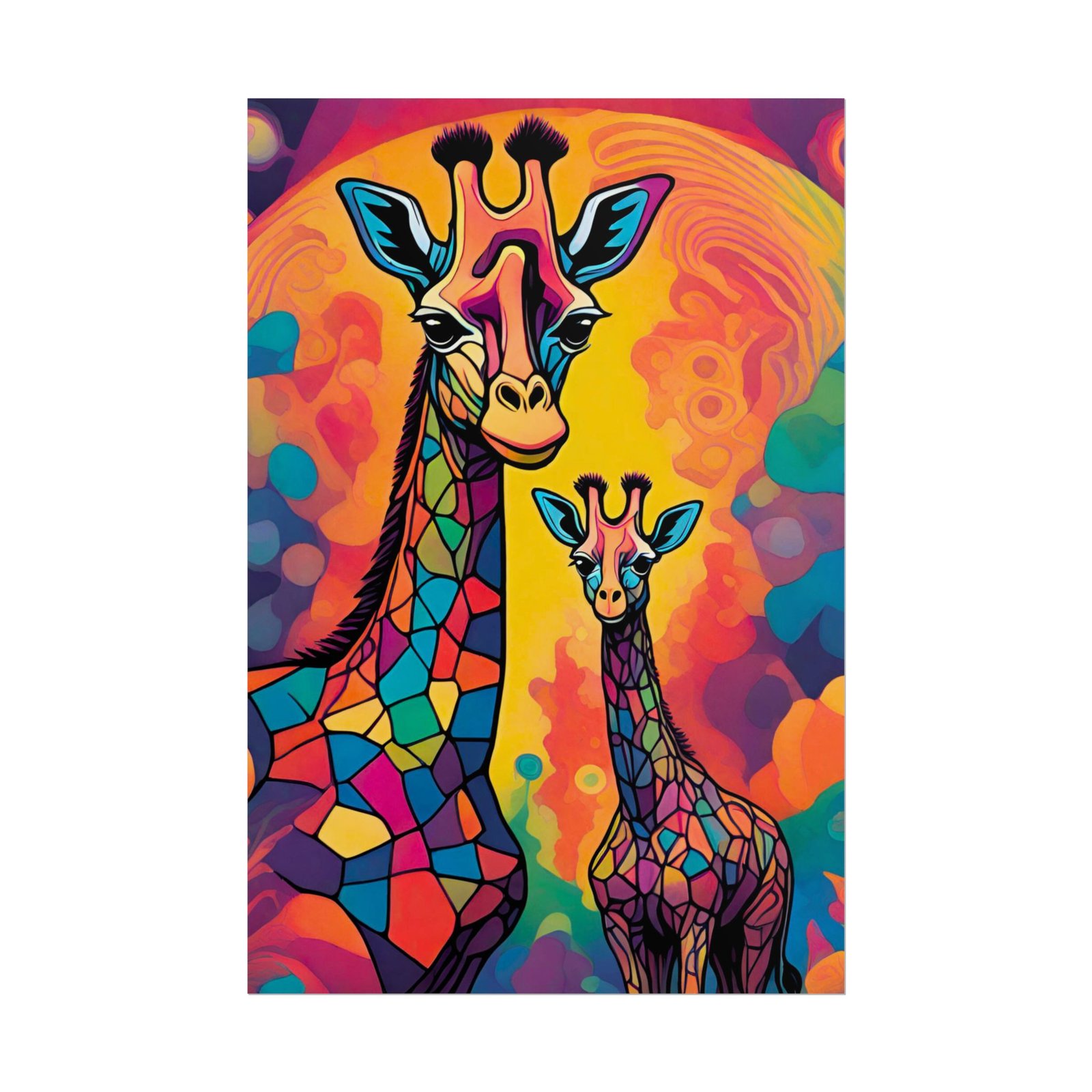 2 Majestic Mosaic Patterned Giraffes