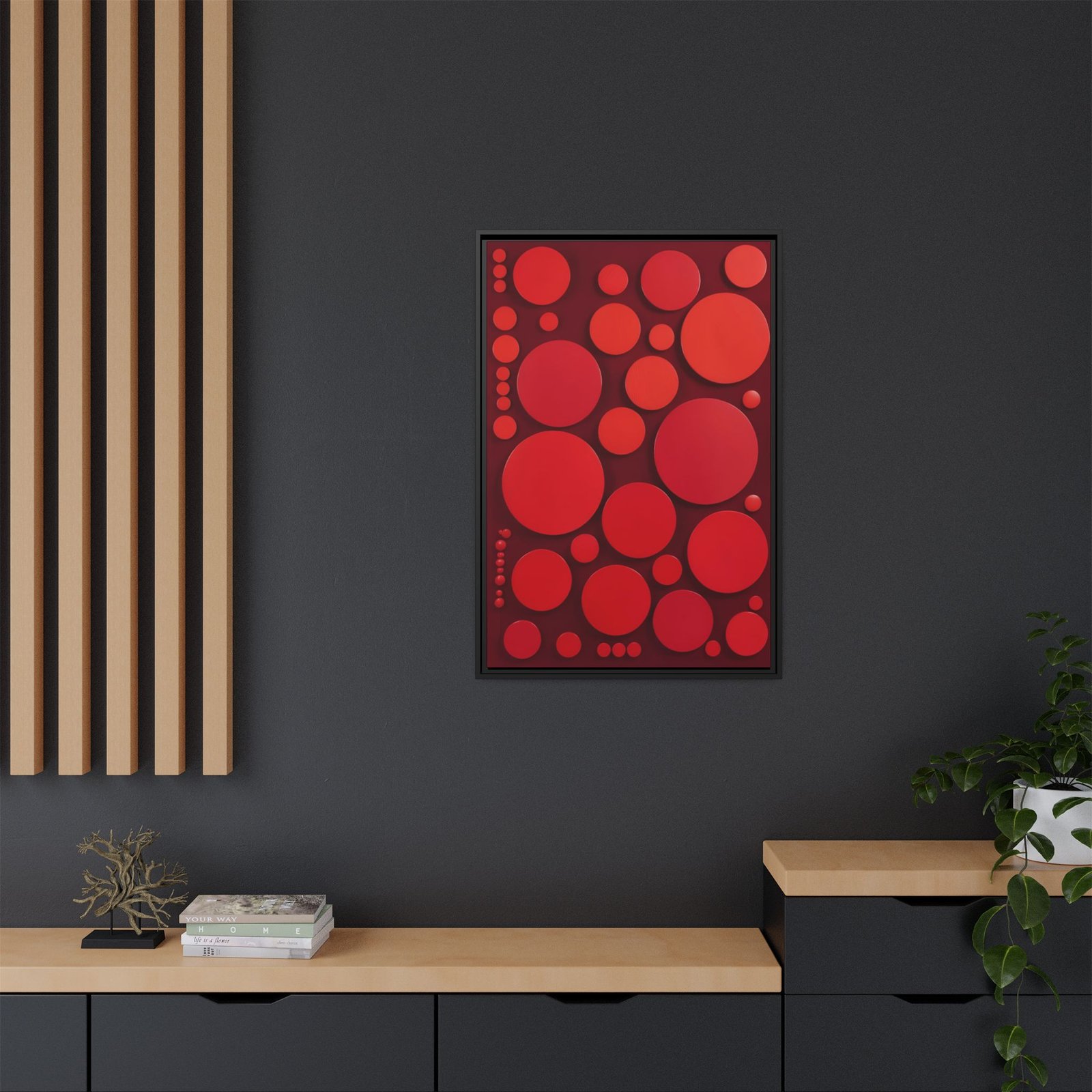 Suprematism Red Bubble Abstract Canvas FRAMED 24x36" - Image 4