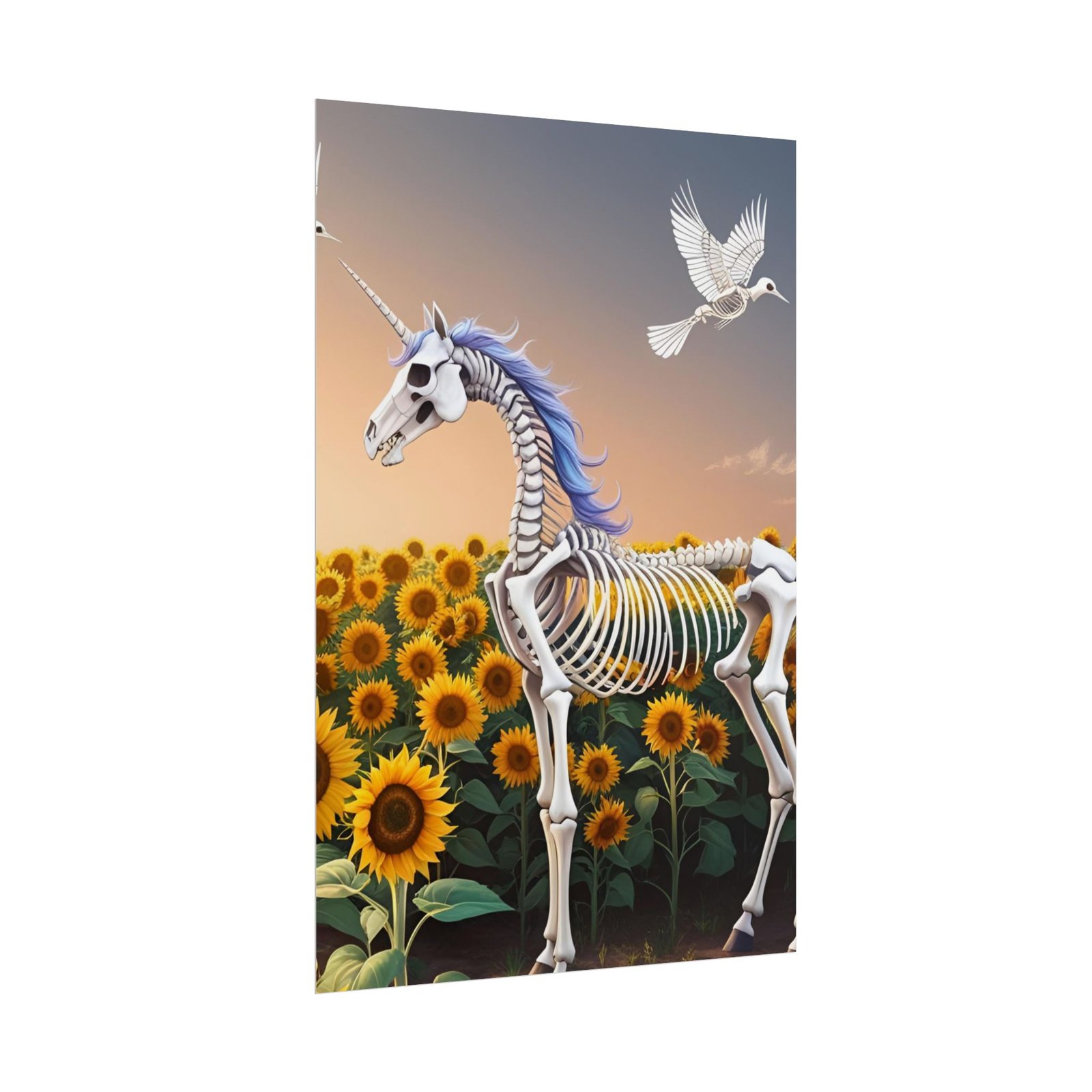 Unicorn Skeleton Sunflower Field Poster - Image 7