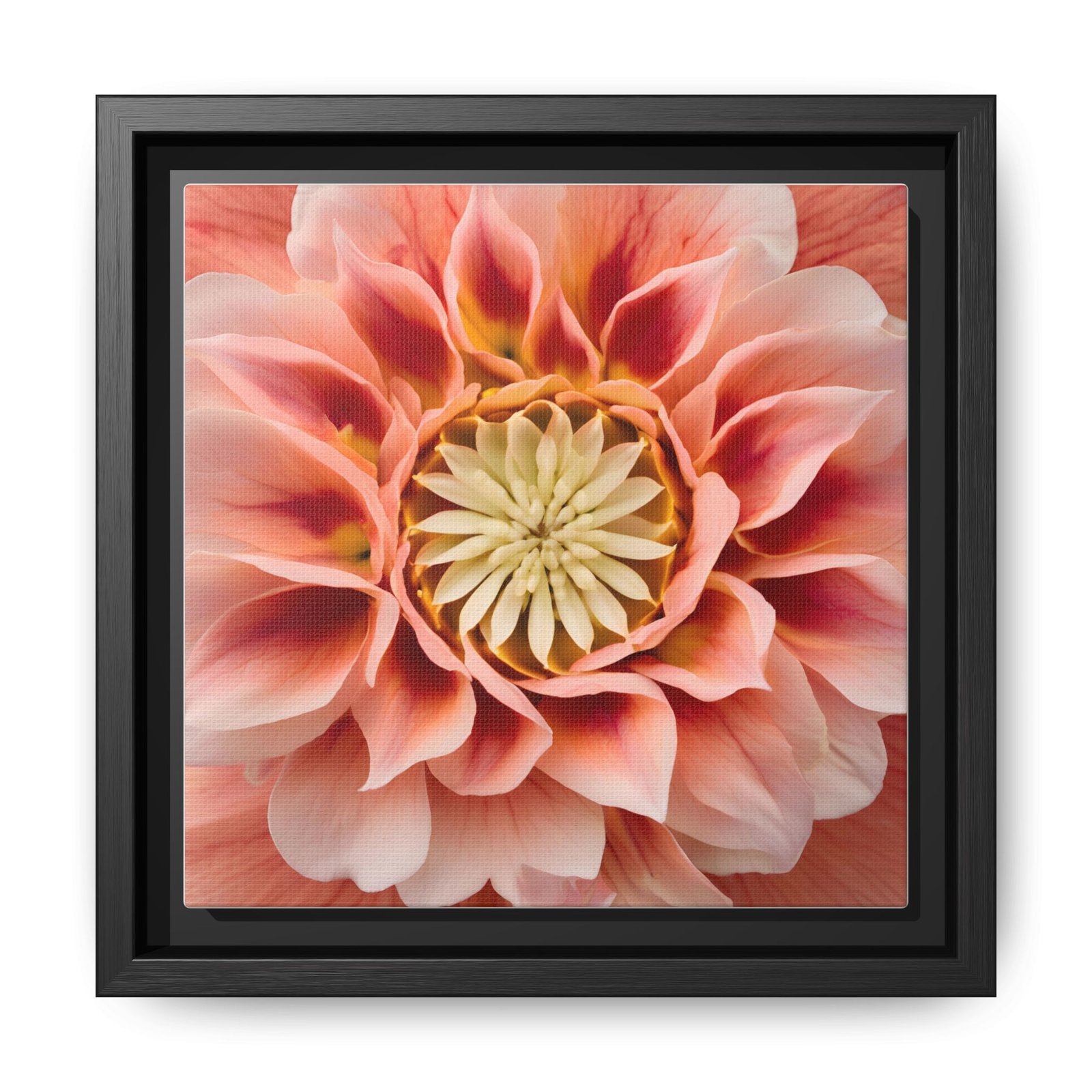 IS_4870 Framed Peach Dahlia Floral Wall Art — Matte Canvas Square - Image 4