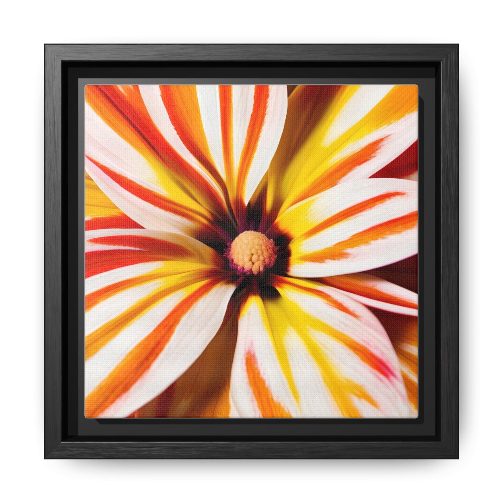 IS_4875 Framed Floral Canvas Wall Art — Vibrant Orange & Yellow Dahlia Print - Image 4