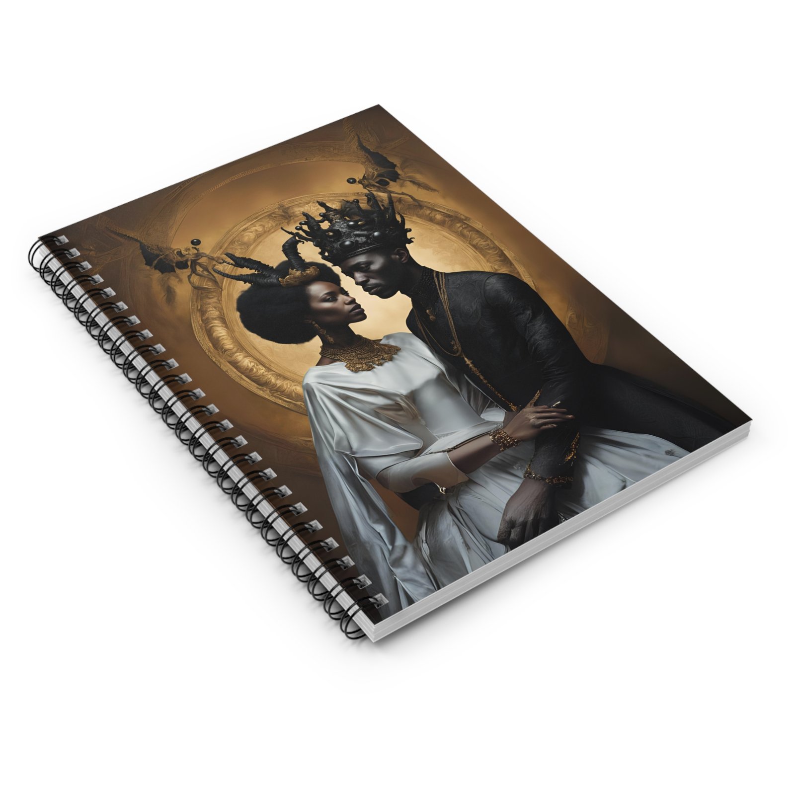 Black Celestial King & Queen Portrait Spiral Notebook - Image 3