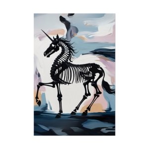 IS_4831 Unicorn Skeleton Rolled Poster